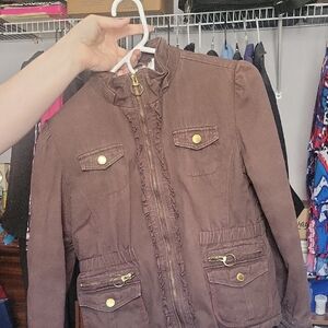 Limited Too Cream and Brown Fleece Jacket